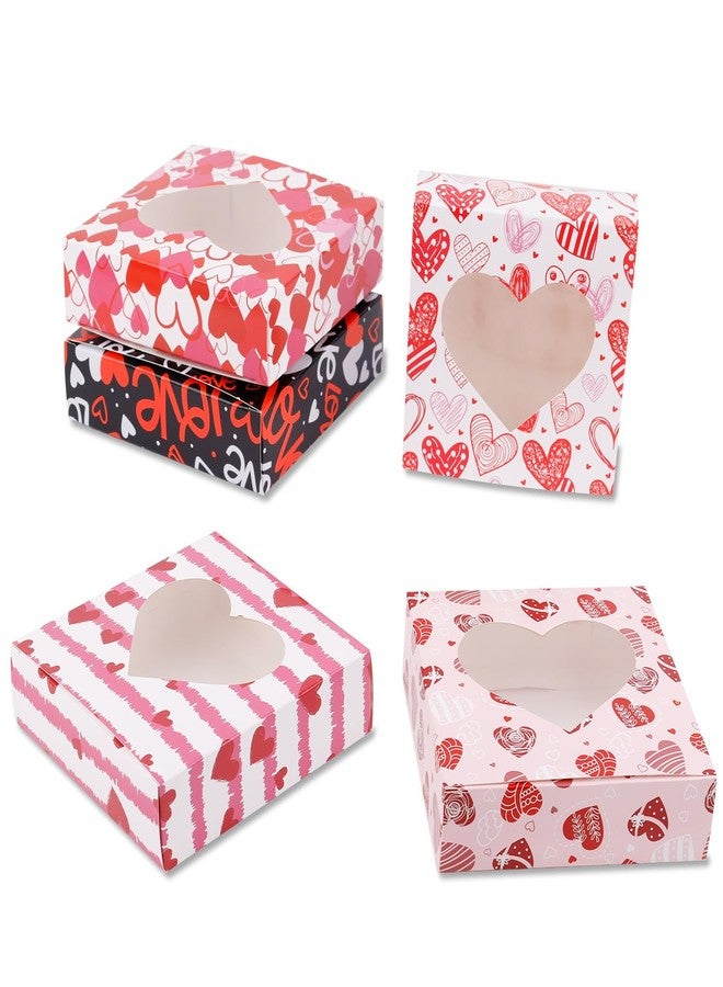 XIHIRCD 8pcs Valentine's Day Gift Box, Valentines Bakery Boxes with Clear Heart Window & Cute Stickers 8 Style Treat Boxes for Packaging Cookies Cupcake Biscuit Wedding Birthday Party Supplies - Image 3